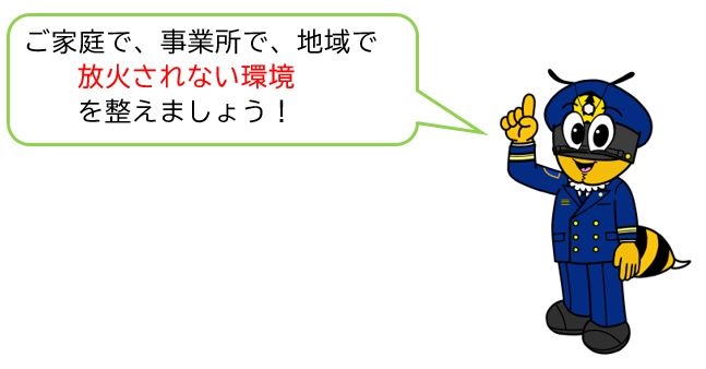 ご家庭で、事業所で、地域で放火されない環境を整えましょう。